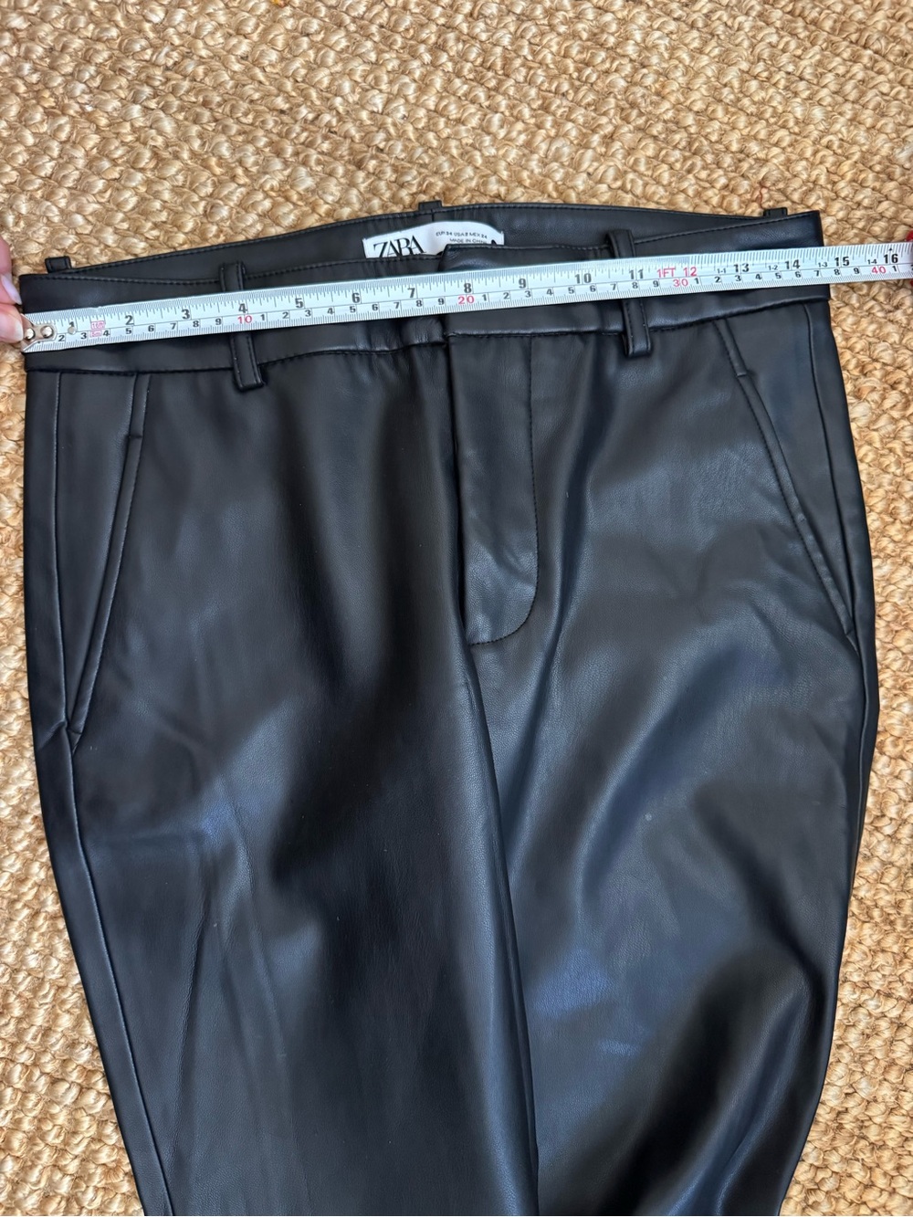 Zara Black Faux Leather Straight Leg Pants - Picture 8 of 8